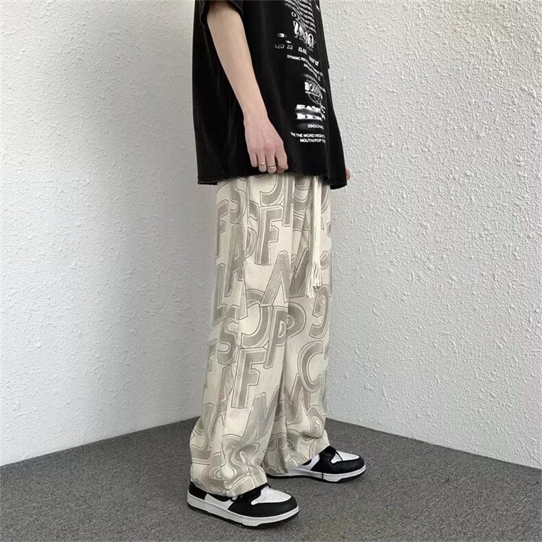 休闲裤男夏季新款港风运动直筒裤宽松高街拖地裤子潮k70733-p38,男装休闲裤,星座1008-1