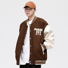 港风上衣夹克宽松落肩拼色棒球服外套JK714-P68，男装夹克，星座1204-3