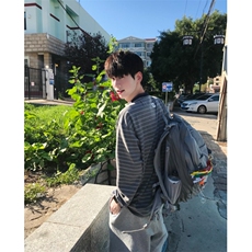 现货DXQ1439-批45小狗刺绣条纹亨利领长袖秋季上衣，男装卫衣，星座603-2