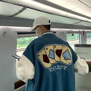 现货春款2022棒球服刺绣新款毛呢男港风潮上衣ins夹克W2357-P58,男装夹克,星座512-2