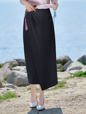 2025夏装设计感不规则高腰中长款百搭钉珠半身裙，女装半身裙，卡杰菲