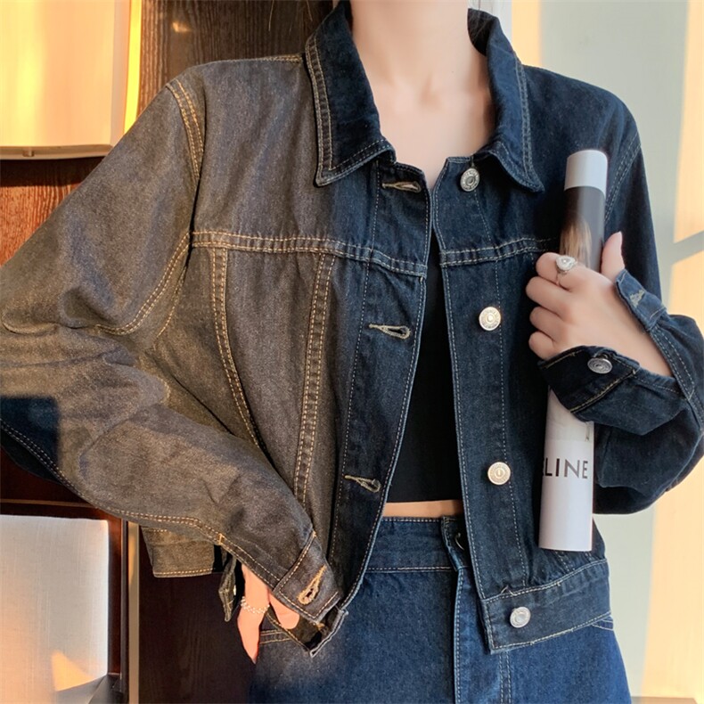 时尚百搭气质休闲牛仔外套女新款韩版宽松显瘦短款上衣春秋季外穿,女装牛仔外套,宛庄羊绒