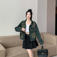 复古做旧毛边牛仔外套春季新款小个子高级感短款上衣女NZ033-75，男装工装外套，星座911-3