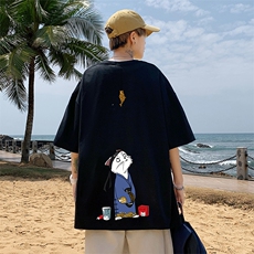 DX17014-P20纯棉短袖t恤男大码半袖打底衫宽松体恤衫港风，男装T恤，电商A040