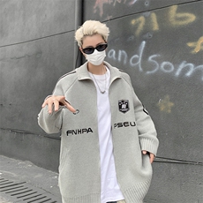 美式针织开衫男韩版潮流字母刺绣高街帅2025秋冬ins毛衣MZ497-P66，男装针织衫/毛衣，星座412-2