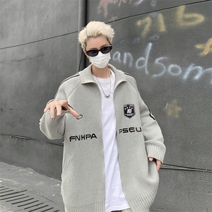 美式针织开衫男韩版潮流字母刺绣高街帅2025秋冬ins毛衣MZ497-P66图片