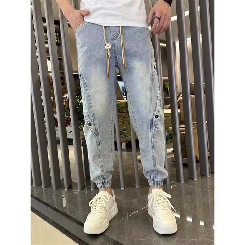 1506A/GFT12550/P50水洗牛仔裤宽松潮牌个性男士哈伦束脚图片
