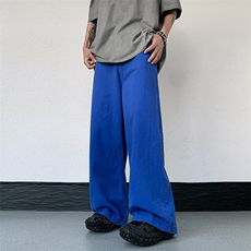 欧美街头宽松阔腿裤男女高腰休闲百搭直筒拖地牛仔长裤子3009-p45，男装休闲裤，星座1008-1