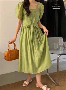 法式泡泡袖连衣裙夏季设计感众温柔高级感初恋裙子,女装连衣裙,香丽迪1