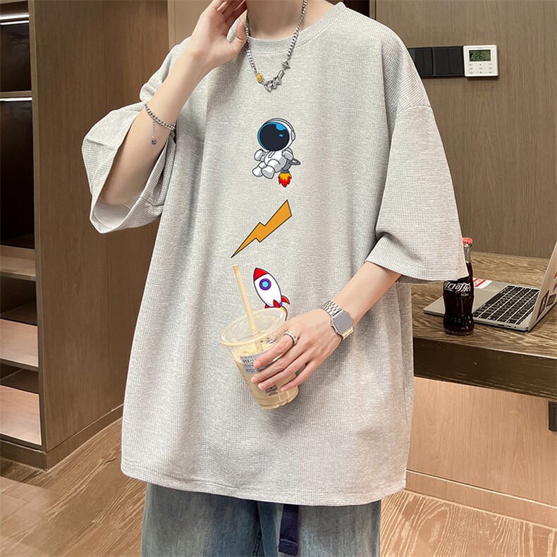 华夫格t恤男短袖男大码五分袖酒店风HT73165-P22,男装T恤,电商A040