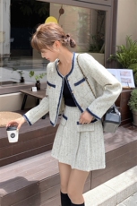 小个子穿搭甜美减龄小香风法式上衣套装裙女春新款显瘦短裙两件套，女装套装/套裙，慧尚2-185