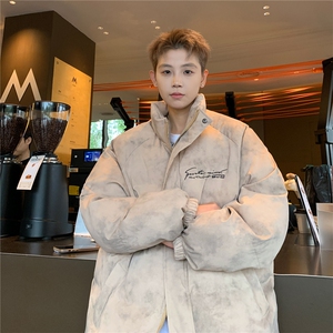 特p100控158冬立领机车棉服情侣棉衣面包扎染服墨染风外套男MY248图片