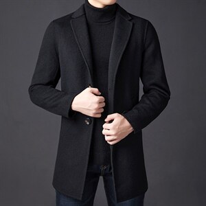 LB-K02秋冬2023年男士毛呢大衣羊毛呢子双面尼中长款风衣P345，男装毛呢大衣，电商B360