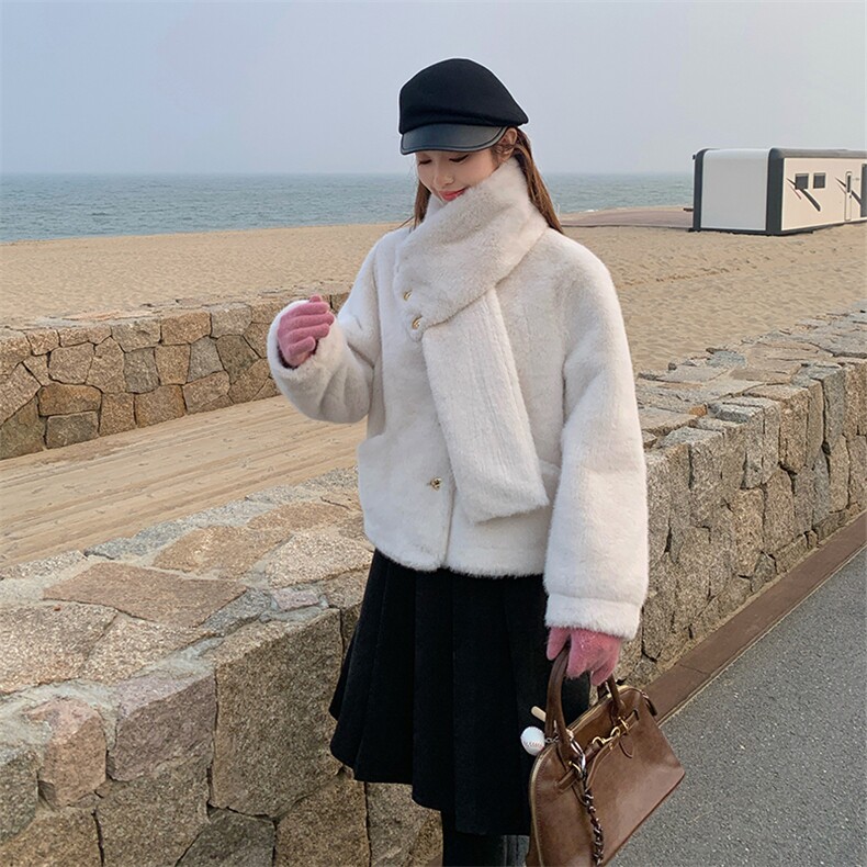 现货新款围脖式高级感加厚皮毛一体皮草外套2982P205K298,女装皮草,2C029