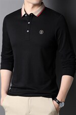 男士爸爸长袖t恤翻领秋装2023新款体恤秋季薄款刺绣中老年上衣，男装T恤，电商B212（原钱塘6029）