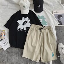 短袖t恤男士运动套装潮牌潮流衣服2021夏季宽松短裤一套DS853T，男装T恤，电商A102