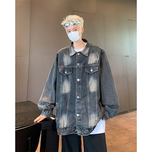 痞帅牛仔外套男款秋美式水洗做旧飞行员夹克复古上衣 JK8843图片