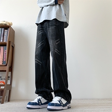 美式复古猫爪重工水洗加大码直筒牛仔裤310A-2BK303P60控88，男装牛仔裤，星座310A-2