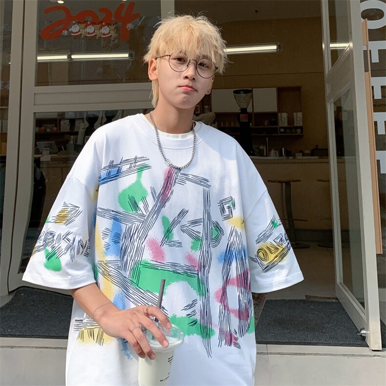 ！2025夏季新款男士潮牌短袖T恤宽松半袖体恤T2407P35,男装T恤,电商B220