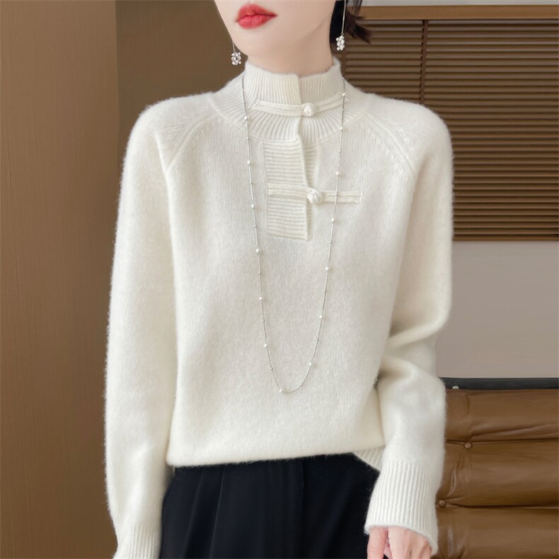 2024年秋季纯色套头圆领长袖时尚气质针织衫图片