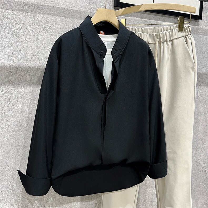 衬衫男长袖春秋上衣潮流轻熟男男装丝光宽松休闲白衬衣A652/P38,男装衬衫,星座506