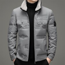 2023冬季脱卸毛领短款羽绒服男款中年装加厚外套XXH9611-P220图片