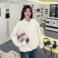 出货中奶白色棒球服外套女2C052-6611-P135-K188，女装短外套，2C052