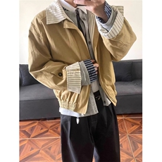 拼接格纹夹克外套男女秋季卡其色设计感小个子宽松廓形上衣JC910，男装夹克，星座1116A（原606A-3）