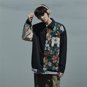 CityBoy刺绣拼接夹克女大码情侣夹克男潮外套男JK7711P75控108图片