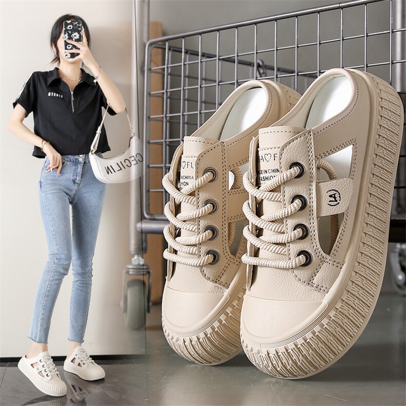 2024小白鞋子女夏季新款韩版ins女镂空休闲半拖百搭女鞋潮，女鞋拖鞋，星座1407-3