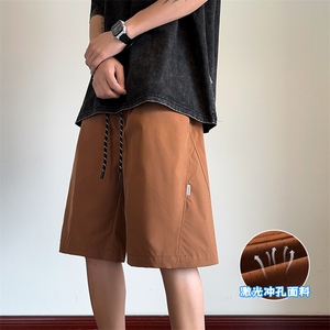 特批P20无差价夏季拼接激光冲孔透气港风大码五分短裤男DK5802图片