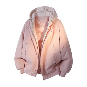 !潮流冬季连帽拉链加绒加厚棉衣情侣撞色棉服外套 MY5567-P78图片