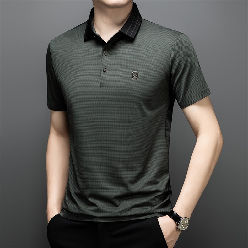 夏季男士短袖polo衫中青年休闲宽松翻领冰丝薄款T恤QSD1262-P60,男装Polo衫,星座1105-3