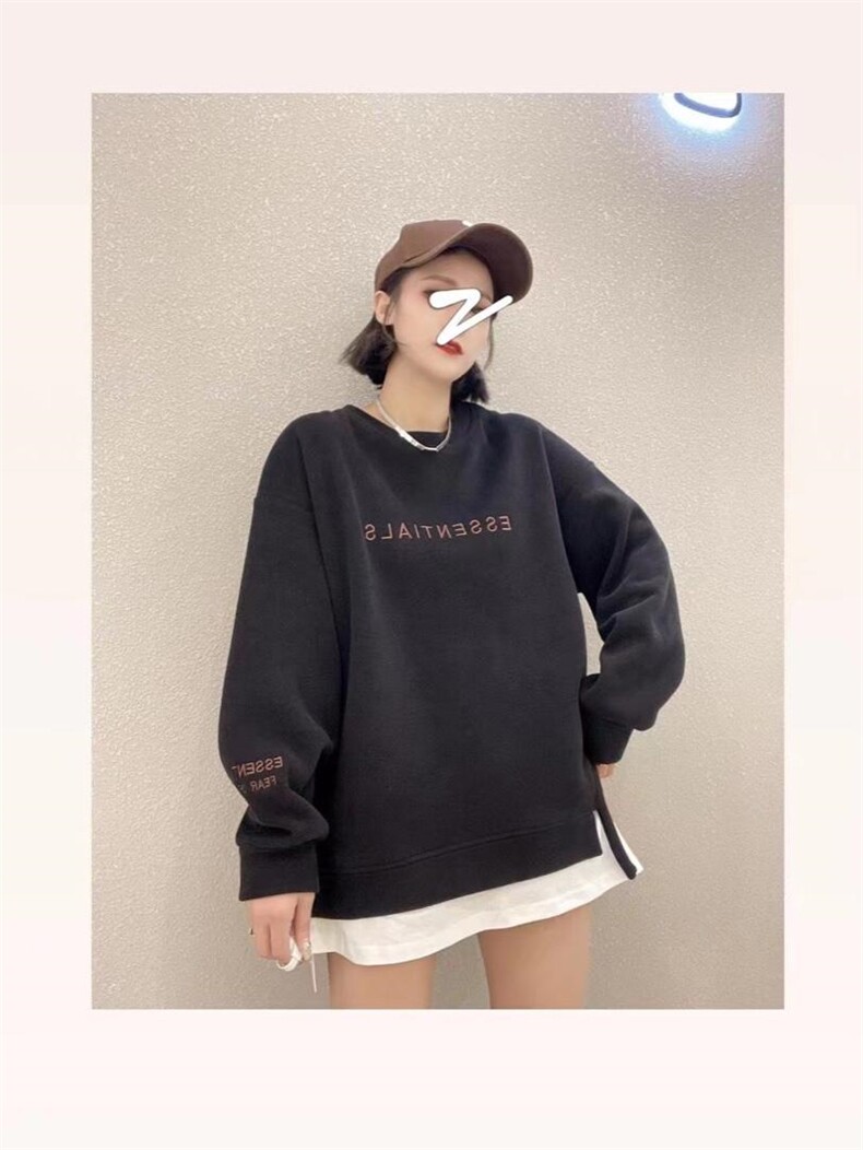 新款字母加绒卫衣，女装卫衣/绒衫，娇姿百合