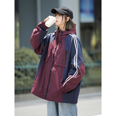 街头潮酷拼色连帽卫衣宽松复古风日系百搭上衣外套HY397P95控138，女装短外套，电商A102B