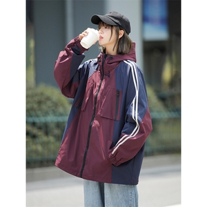 街头潮酷拼色连帽卫衣宽松复古风日系百搭上衣外套HY397P95控138图片