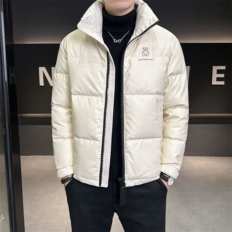 羽绒服男2024新款立领小熊刺绣羽绒皮外套B240-YR18916-P175,男装羽绒服,电商B240