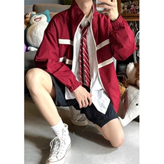两面穿外套男春秋季设计感小众条纹宽松休闲教练夹克J5306，男装夹克，星座1116A（原606A-3）