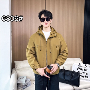 早秋数据男装连帽工装大口袋简约休闲时尚百搭男上衣外套图片