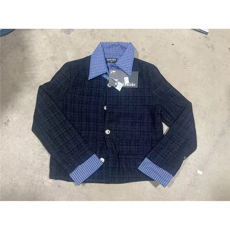 LINYILUCK/小众设计假两件拼接翻领小香风外套男痞帅休闲短款夹克,男装夹克,星座715-4