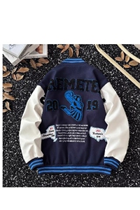 美式复古高街Sup25周年棒球服刺绣夹克男女同款vibe风修身短外套图片