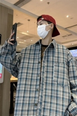 24秋冬日系潮牌加厚格子衬衫复古长袖衬衣外套中性风H223/P50，男装衬衫，钱塘713