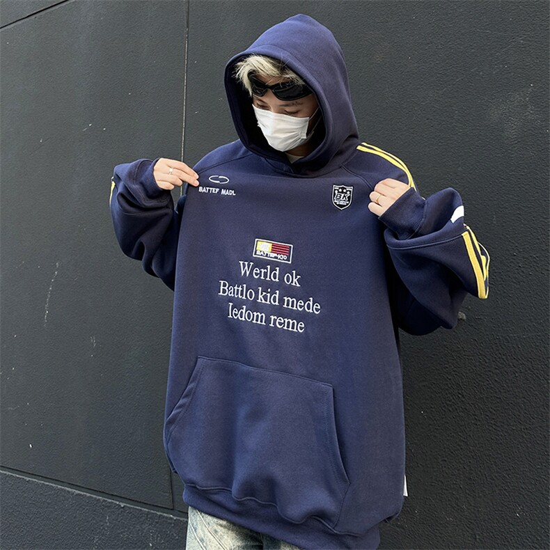 2024新款秋季美式复古徽章织带连帽卫衣宽松运动男现货W8356-P48,男装卫衣,星座512-4