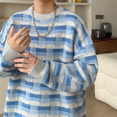 现货品质抖音针织毛衣棋盘格针织毛衣A367M2308P65控88，男装针织衫/毛衣，电商A367
