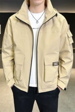 春秋新款户外休闲冲锋衣连帽外套男士工装美式多口袋夹克2523-P75，男装夹克，星座1403A