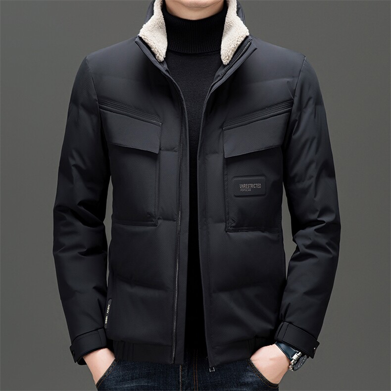 加厚保暖毛领羽绒服男2026秋冬季新款高端商务休闲立领夹克外套潮,男装夹克,电商B212（原钱塘6029）