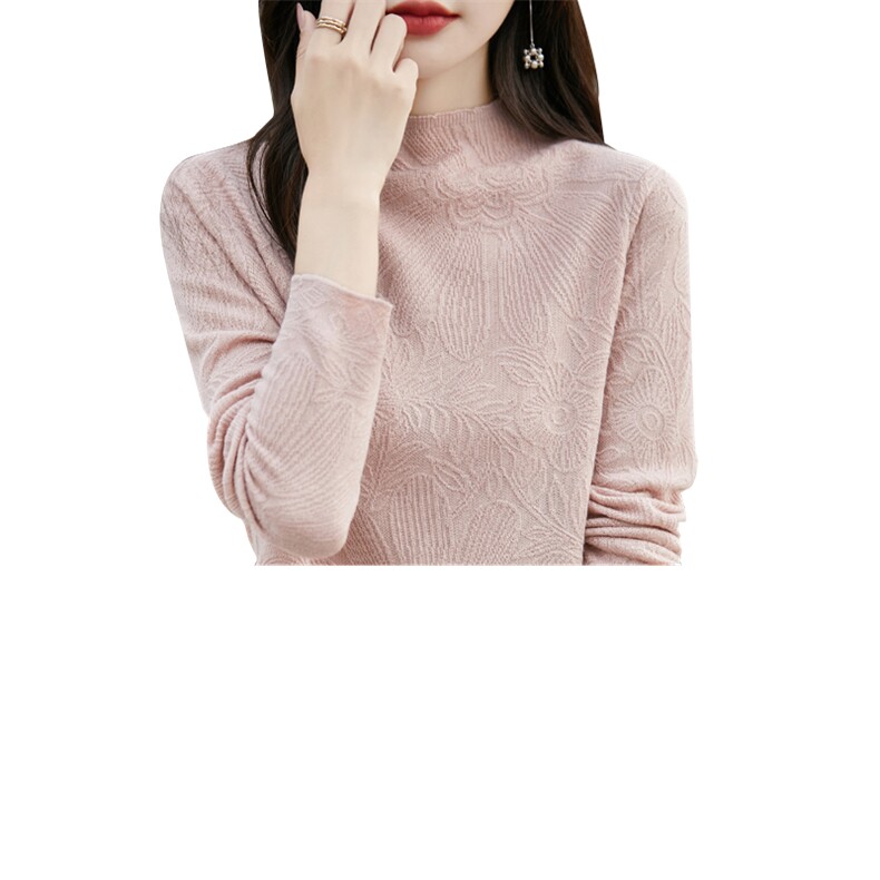 半高领毛衣女薄款秋冬季2024新款套头加绒加厚宽松百搭,针织衫/毛衣,暖娇绒包芯纱店