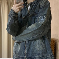 DY2306-P75春秋潮牌重磅质感水洗牛仔外套男女休闲外套-网图现货，男装夹克，星座603-2