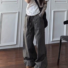 美式慵懒复古条纹直筒休闲裤男女垂感百搭阔腿长裤子WLU488-P48，男装休闲裤，星座1008