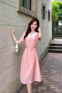 天丝提花白领设计连衣裙，女装连衣裙，天使公主